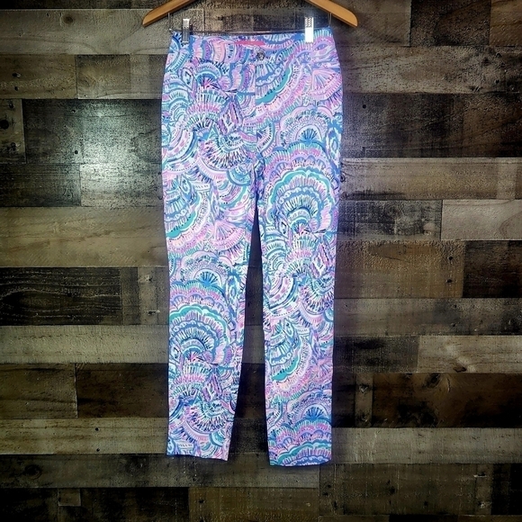 New Lilly Pulitzer Kelly Happy As A Clam High Rise Skinny Ankle Pants - Picture 2 of 9
